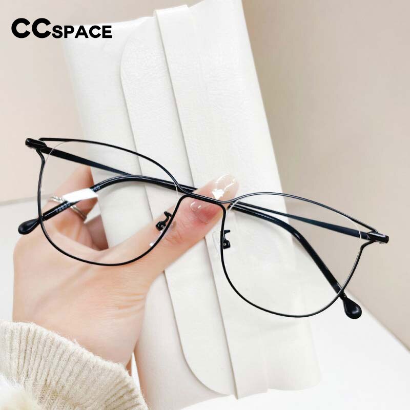 CCspace Unisex Full Rim Square Cat Eye Alloy Eyeglasses 55895 Full Rim CCspace