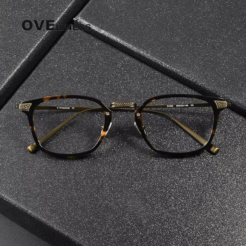 Oveliness Women's Full Rim Square Acetate Titanium Eyeglasses 214023