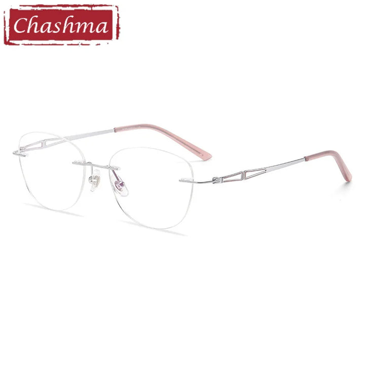 Chashma Women's Rimless Oval Square Titanium Reading Glasses 946089 Reading Glasses Chashma Silver Progressive 1.67|None