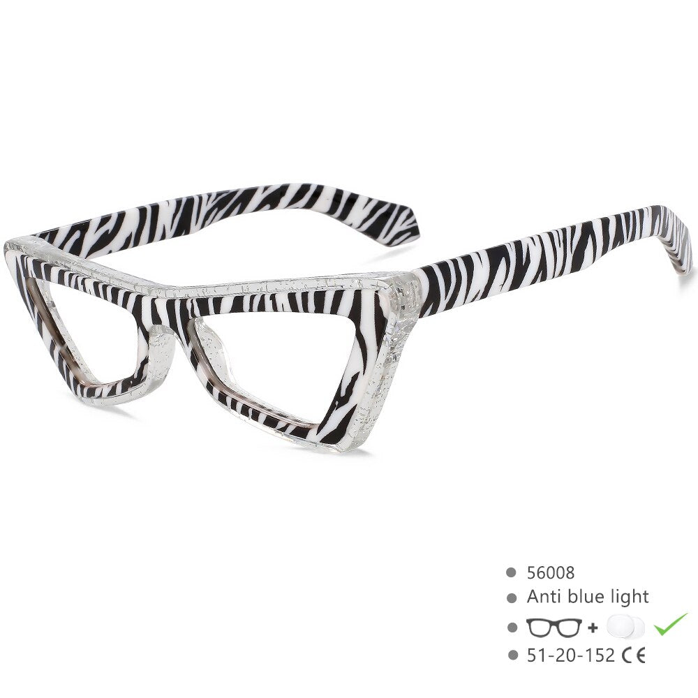 CCspace Unisex Full Rim Big Square Cat Eye Acetate Eyeglasses 56008 Full Rim CCspace C6BlackWhite