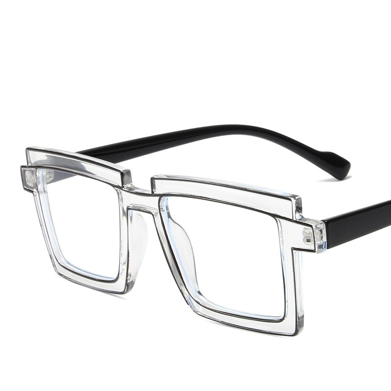 CCspace Unisex Full Rim Square Tr 90 Titanium Eyeglasses 56791 Full Rim CCspace C8Clear