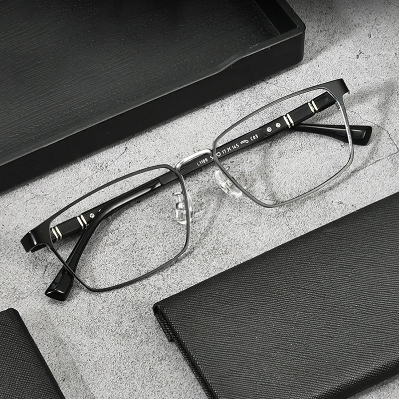 Handoer Unisex Full Rim Big Polygon Square Titanium Eyeglasses 51109