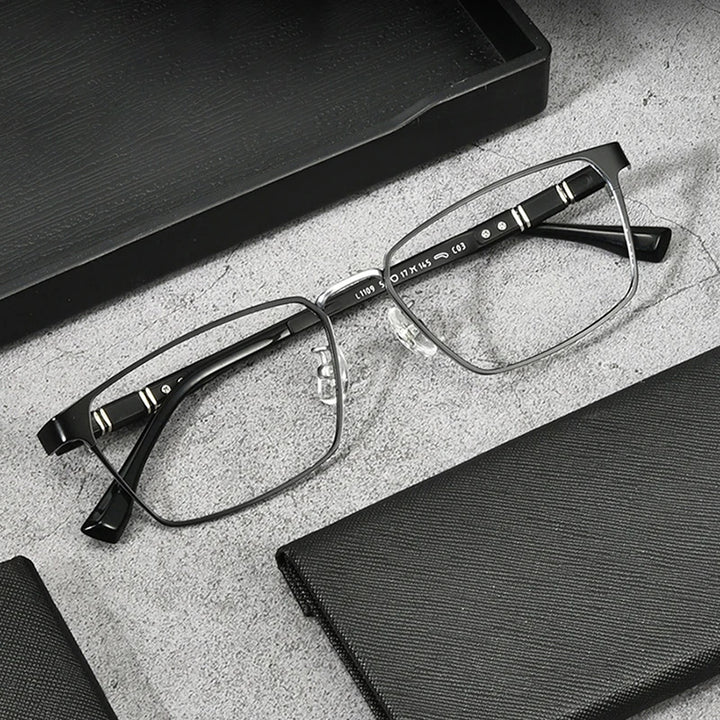Handoer Unisex Full Rim Big Polygon Square Titanium Eyeglasses 51109