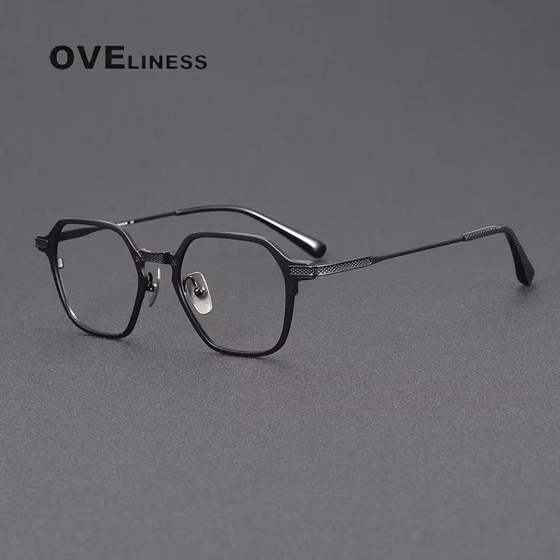 Oveliness Unisex Full Rim Polygon Acetate Titanium Eyeglasses 614425
