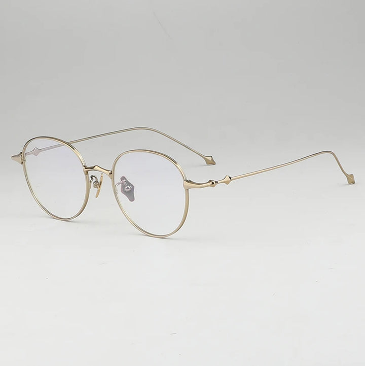 Muzz Unisex Full Rim Round Titanium Ip Plated Eyeglasses Ep87 Full Rim Muzz Gold