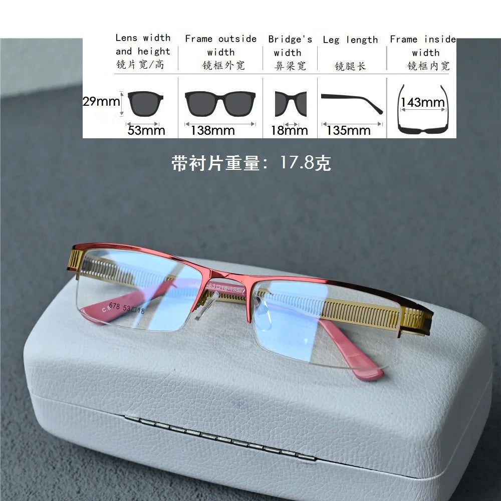 Cubojue Unisex Semi Rim Rectangle Alloy Reading Glasses C678 Reading Glasses Cubojue