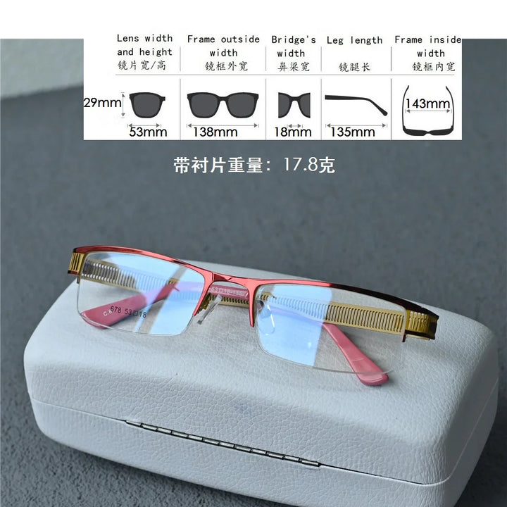 Cubojue Unisex Semi Rim Rectangle Alloy Reading Glasses C678 Reading Glasses Cubojue
