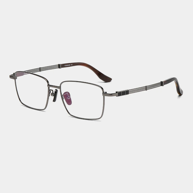 Gatenac Unisex Full Rim Square Titanium Horn Temple Eyeglasses Gxy1497 Full Rim Gatenac Gun