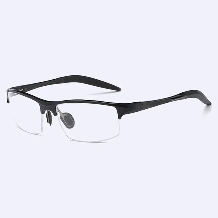 Handoer Unisex Semi Rim Rectangle Titanium Alloy Eyeglasses 8177 Semi Rim Handoer black