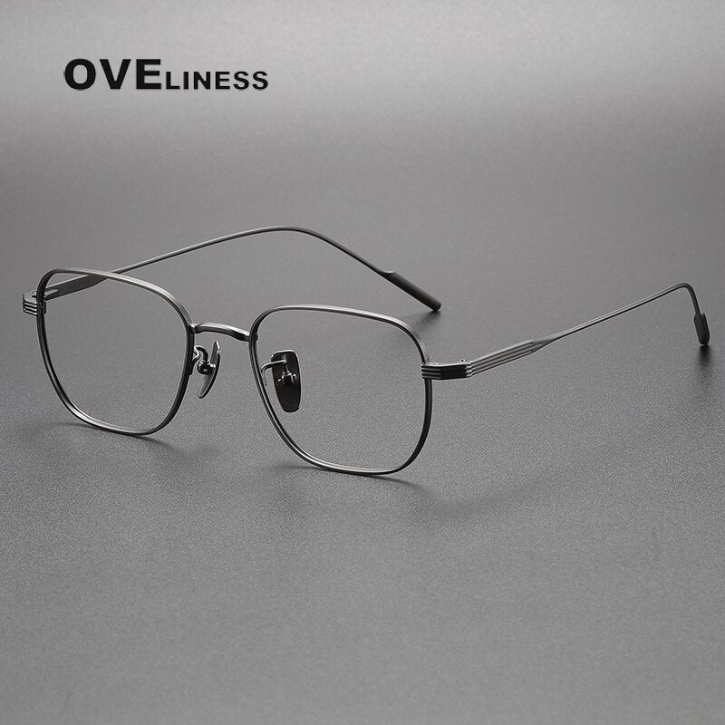 Oveliness Unisex Full Rim Square Titanium Eyeglasses 80809 Full Rim Oveliness gun  