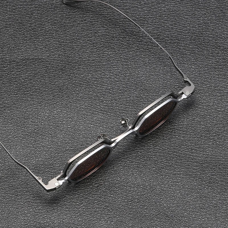 Gatenac Unisex Full Rim Polygon Titanium Eyeglasses Clip On Sunglasses 1511 Clip On Sunglasses Gatenac