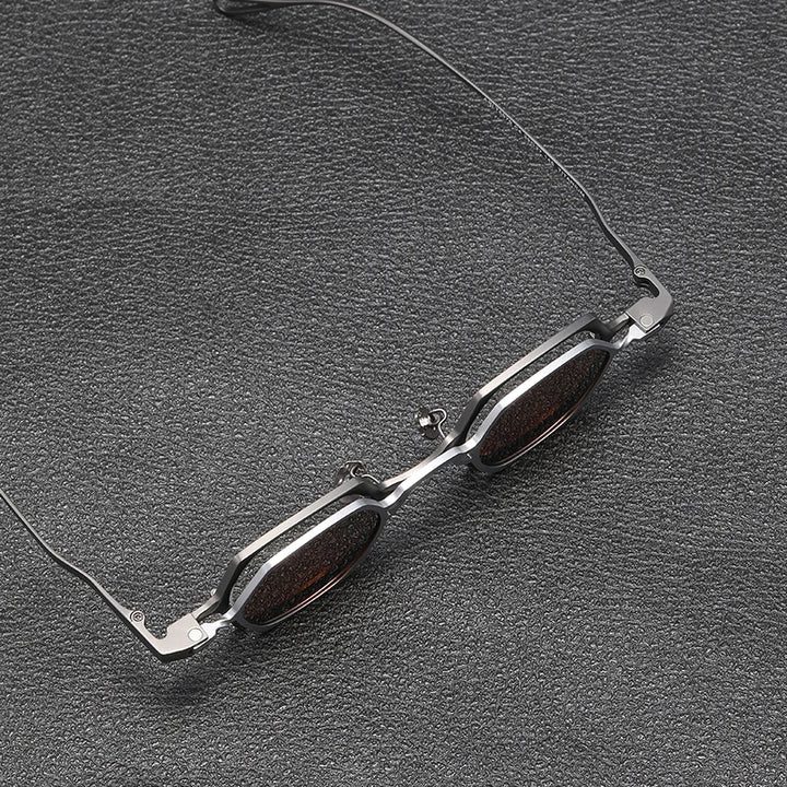 Gatenac Unisex Full Rim Polygon Titanium Eyeglasses Clip On Sunglasses 1511 Clip On Sunglasses Gatenac