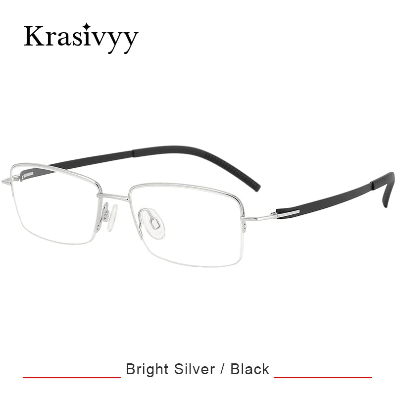 Krasivyy Women's Semi Rim Square Screwless Titanium Eyeglasses 315001