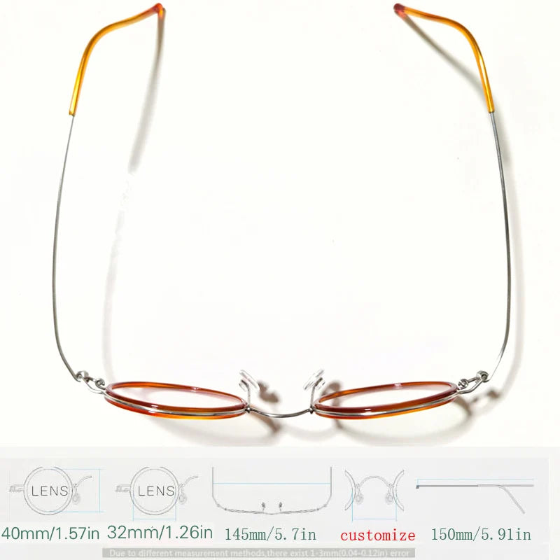 Yujo Unisex Full Rim Oval Steel Acetate Custom Eyeglasses 61432
