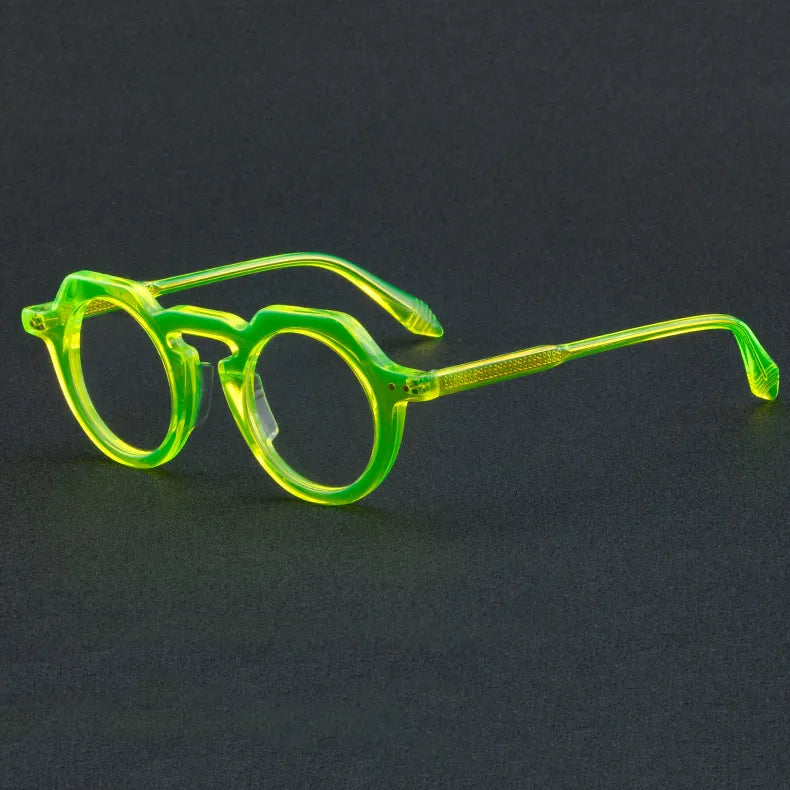 CCspace Women's Full Rim Flat Top Round Acetate Eyeglasses 56936 Full Rim CCspace C2Green