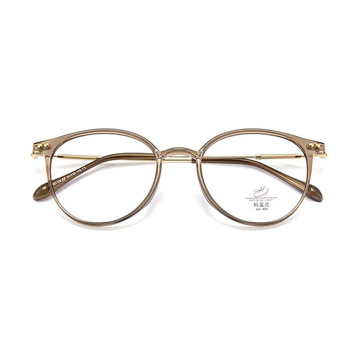 Xbora Unisex Full Rim Round Tr 90 Alloy Eyeglasses 9531