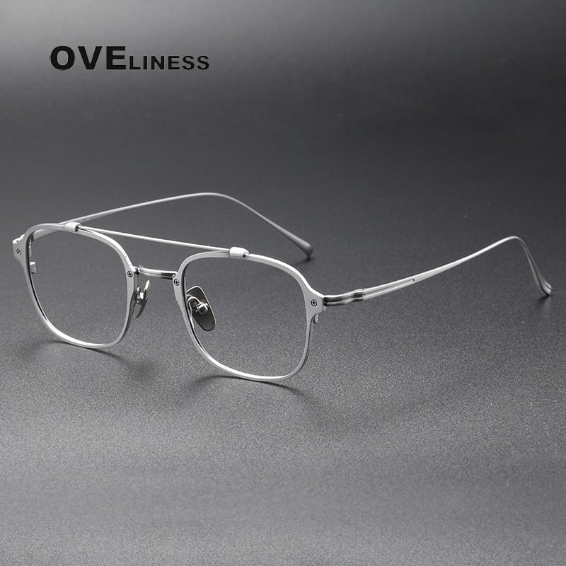 Oveliness Unisex Full Rim Square Double Bridge Titanium Eyeglasses Kj31 Full Rim Oveliness