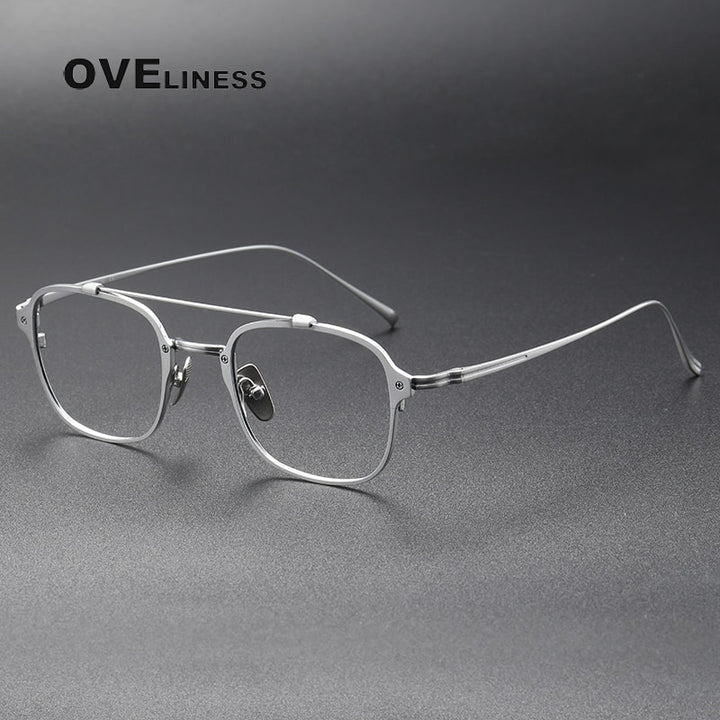Oveliness Unisex Full Rim Square Double Bridge Titanium Eyeglasses Kj31 Full Rim Oveliness