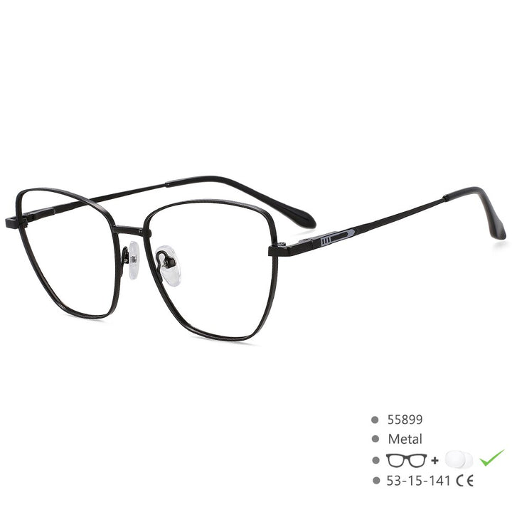 CCspace Unisex Full Rim Square Cat Eye Alloy Eyeglasses 55899 Full Rim CCspace Black China