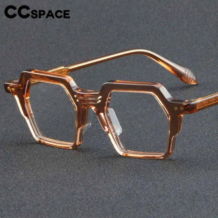 CCspace Unisex Full Rim Polygon Acetate Eyeglasses 56914 Full Rim CCspace