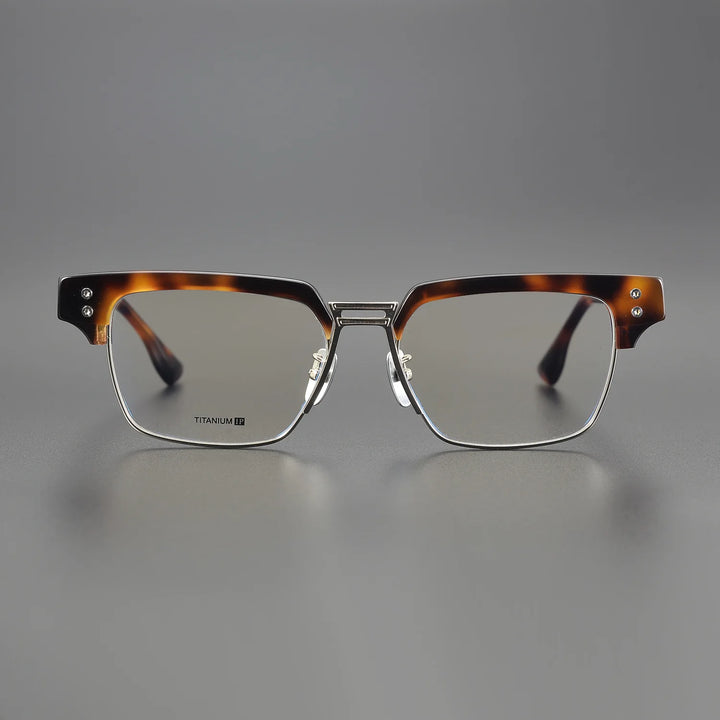 Black Mask Unisex Full Rim Big Square Acetate Titanium Eyeglasses D410 Full Rim Black Mask