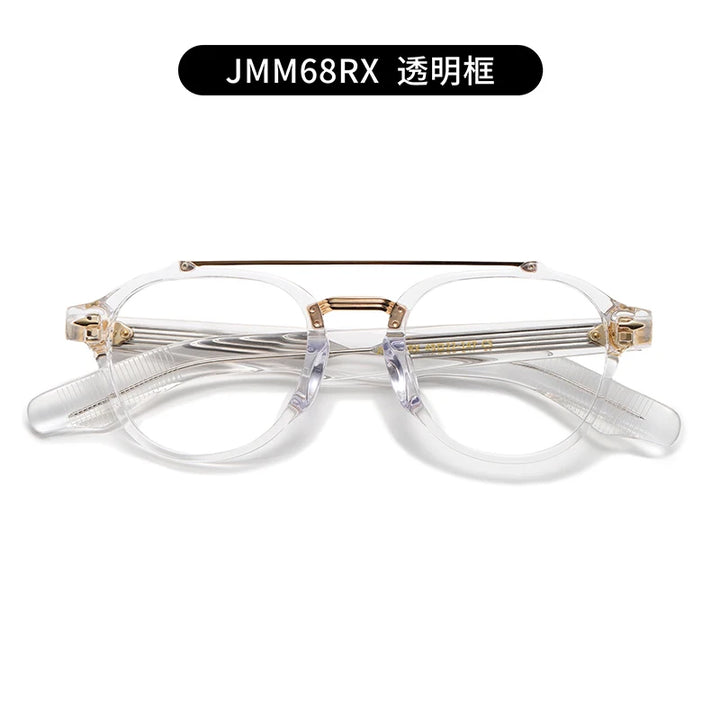 Nobler Unisex Full Rim Round Double Bridge Titanium Acetate Eyeglasses J068 Full Rim Nobler C5