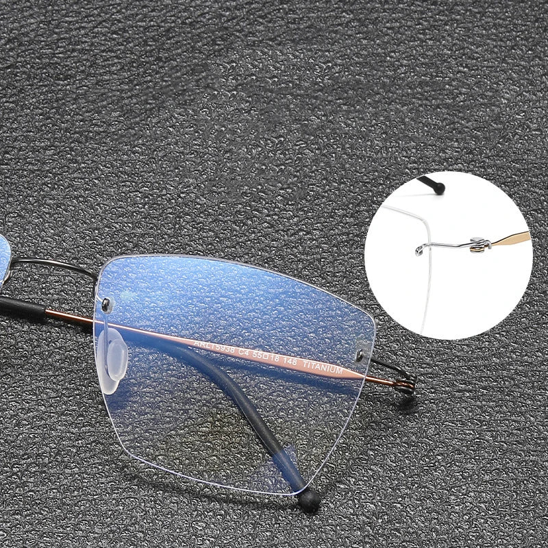 Hdcrafter Unisex Rimless Polygon Square Titanium Eyeglasses 5938 Rimless Hdcrafter Eyeglasses