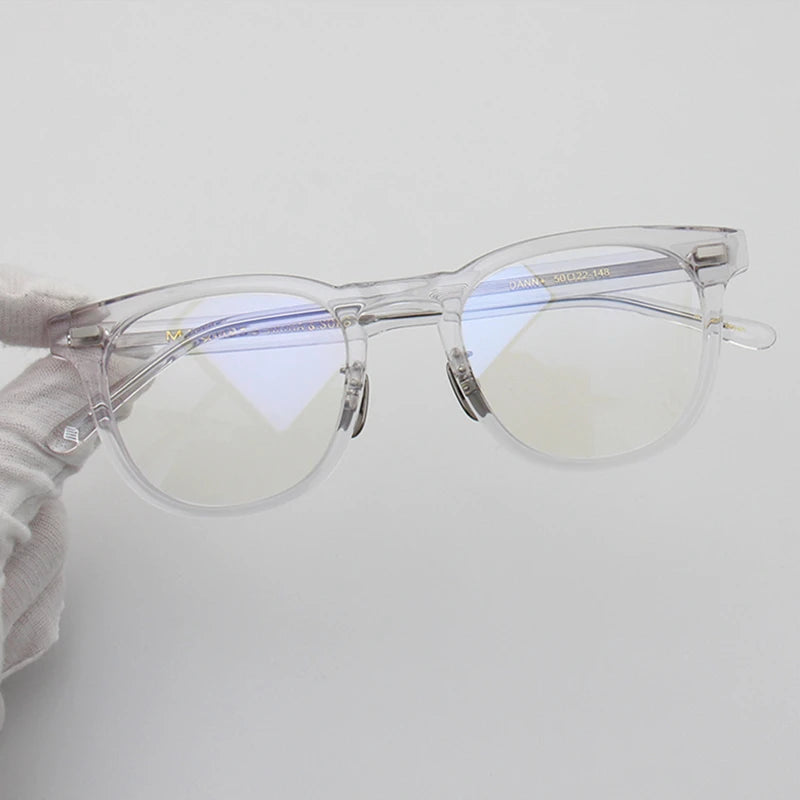 Black Mask Unisex Full Rim Square Acetate Titanium Eyeglasses 94142 Full Rim Black Mask Crystal