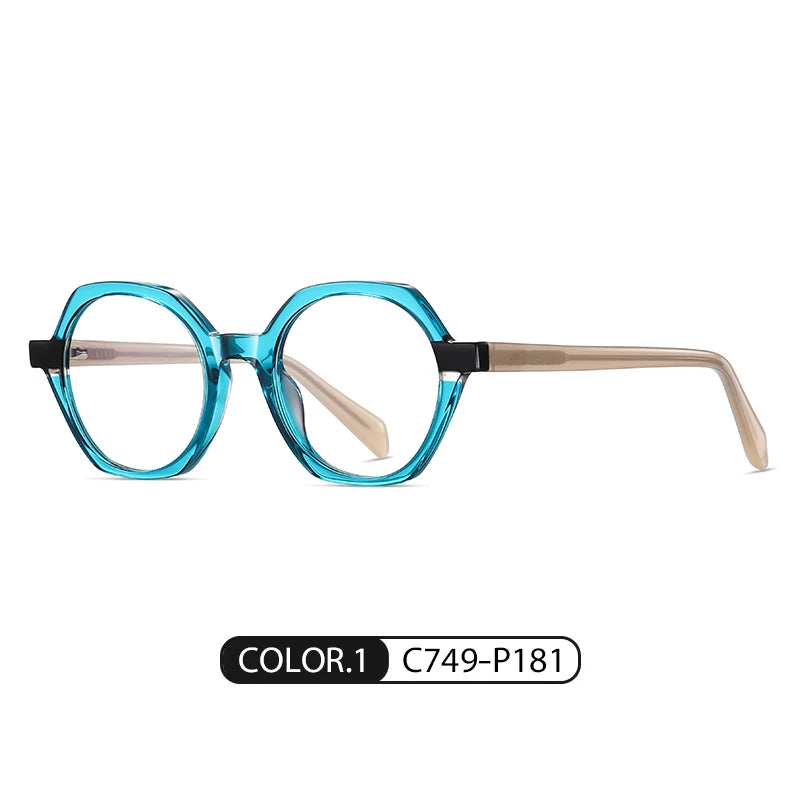 Gmei Women's Full Rim Polygon Acetate Eyegasses 8825 Full Rim Gmei Optical C749-P181