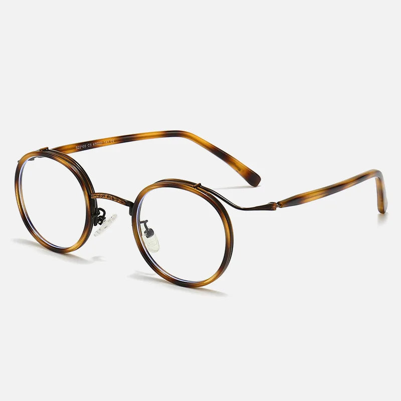 Kocolior Unisex Full Rim Round Acetate Alloy Hyperopic Reading Glasses 22105 Reading Glasses Kocolior Leopard 0