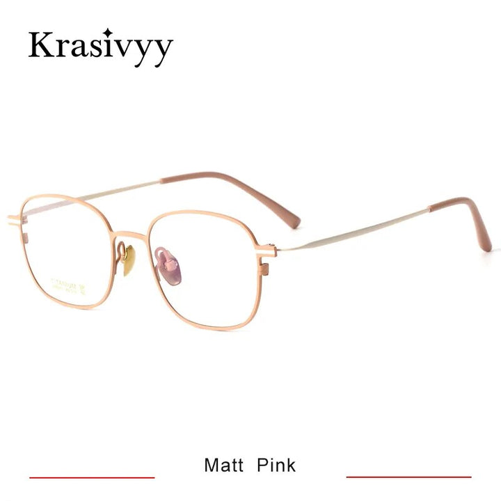 Krasivyy Men's Full Rim Square Titanium Eyeglasses Hm5001 Full Rim Krasivyy Matt Pink CN 