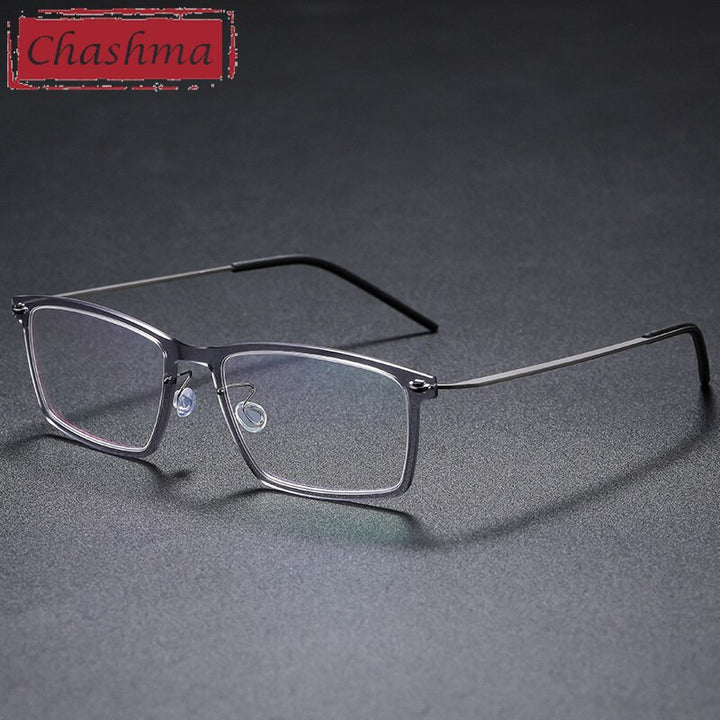 Chashma Unisex Full Rim Square Acetate Titanium Eyeglasses 6544 Full Rim Chashma Transparent Gray