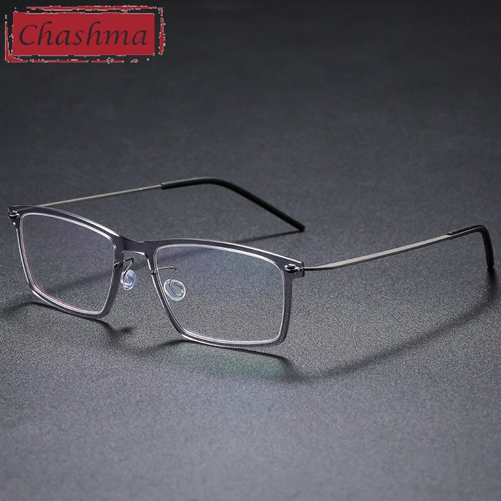 Chashma Unisex Full Rim Square Acetate Titanium Eyeglasses 6544 Full Rim Chashma Transparent Gray  