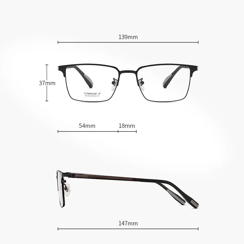 Reven Jate Unisex Full Rim Square Titanium Eyeglasses 51105