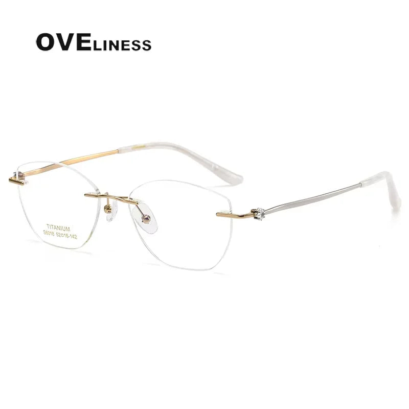 Oveliness Women's Rimless Polygon Titanium Eyeglasses 16018