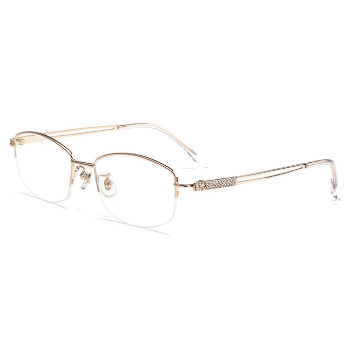 Bclear Women's Semi Rim Square Titanium Eyeglasses 6006b Semi Rim Bclear