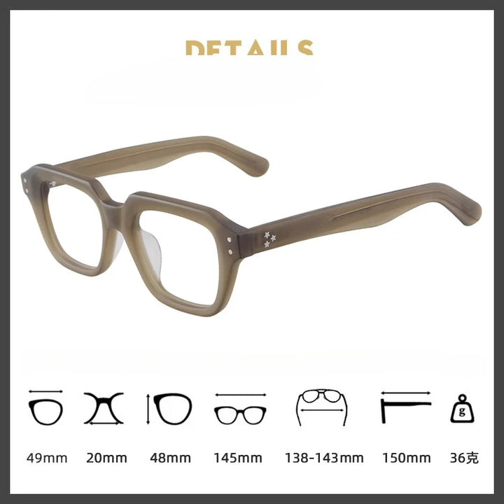 Hewei Unisex Full Rim Flat Top Square Acetate Eyeglasses 14536 Full Rim Hewei