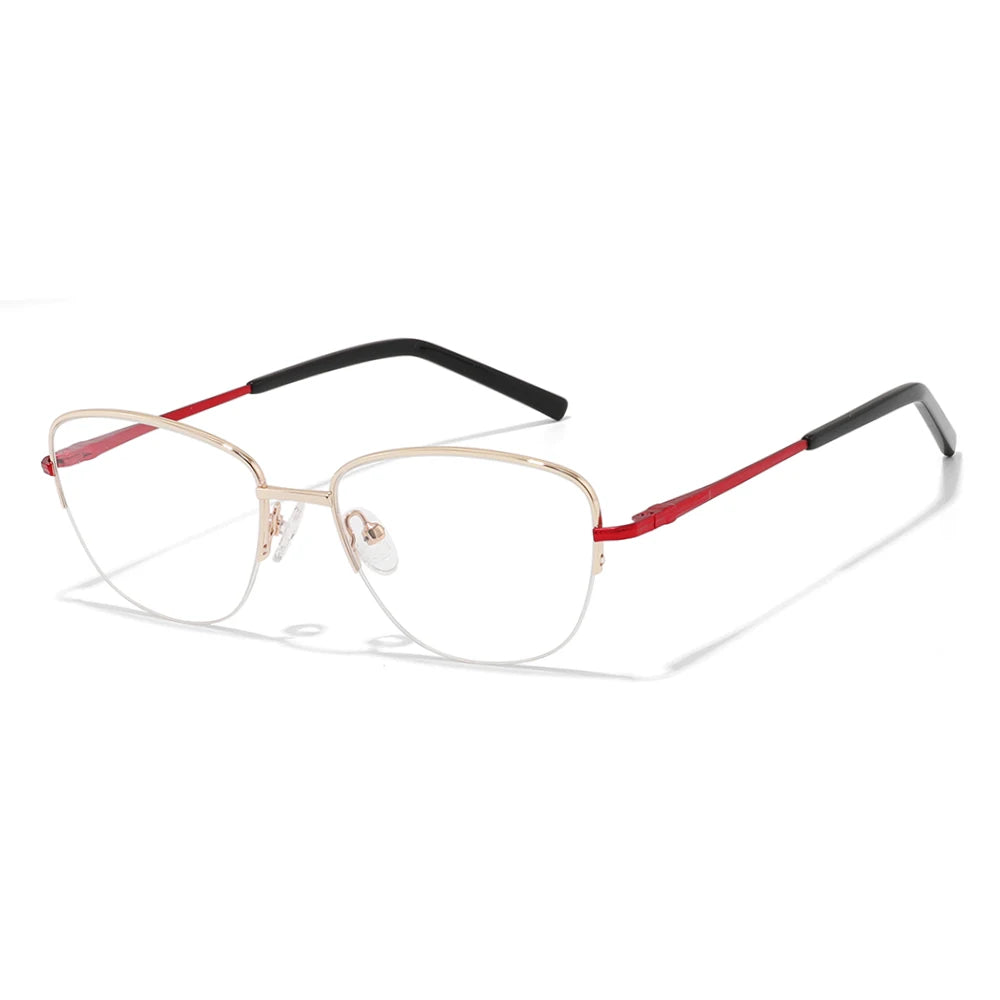 Laoyehui Women's Semi Rim Oval Cat Eye Alloy Reading Glasses 948743 Reading Glasses Laoyehui C2 -250