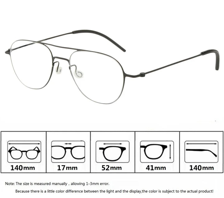 Aimee Unisex Full Rim Oval Double Bridge Titanium Eyeglasses 25527