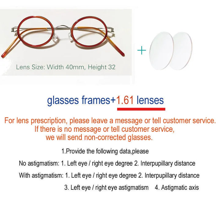 Yujo Unisex Full Rim Oval Steel Acetate Custom Eyeglasses 61432