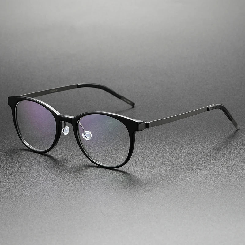 Aimee Unisex Full Rim Oval Square Titanium Acetate Eyeglasses 48181 Full Rim Aimee Black