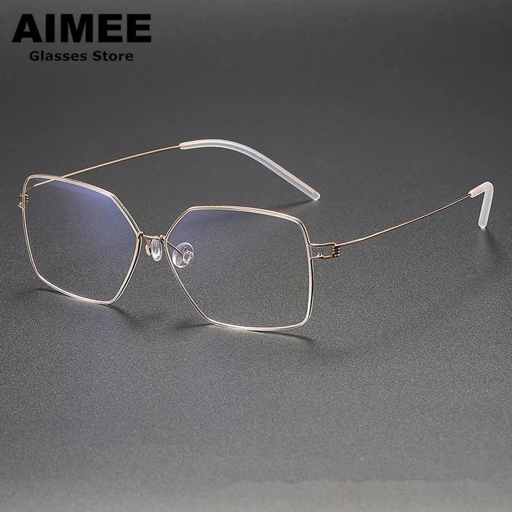 Aimee Women's Full Rim Polygon Square Screwless Titanium Eyeglasses 61008