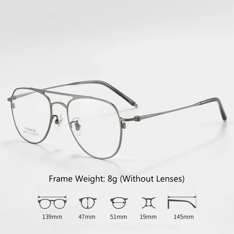 Yimaruili Unisex Full Rim Oval Double Bridge Titanium Eyeglasses 89771
