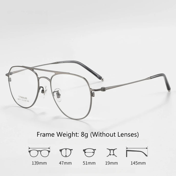 Yimaruili Unisex Full Rim Oval Double Bridge Titanium Eyeglasses 89771