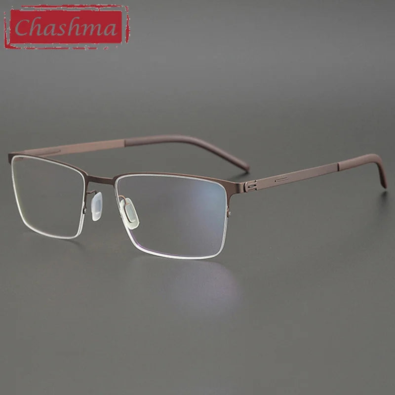 Chashma Ottica Men's Semi Rim Oval Titanium Eyeglasses 4010 Semi Rim Chashma Ottica Coffee  