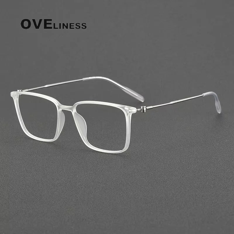 Oveliness Women's Full Rim Square  Acetate Titanium Eyeglasses 28674