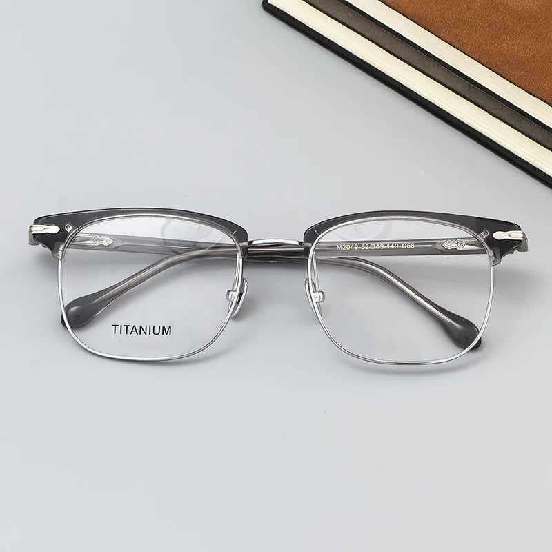 Black Mask Unisex Full Rim Square Titanium Acetate Eyeglasses M2049 Full Rim Black Mask