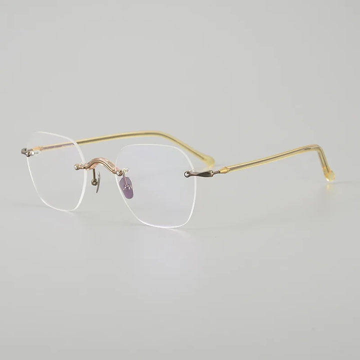 Muzz Unisex Rimless Polygon Square Titanium Eyeglasses 63122