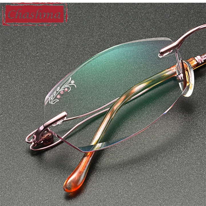 Chashma Women's Rimless Rectangle Oval Titanium Eyeglasses 22671