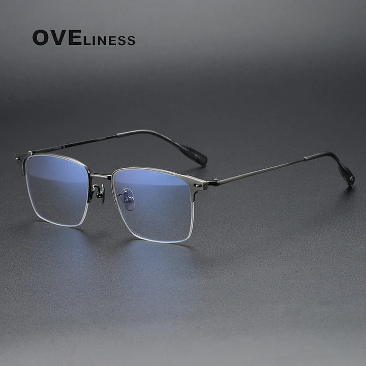 Oveliness Men's Semi Rim Square Titanium Eyeglasses 8109 Semi Rim Oveliness gun  